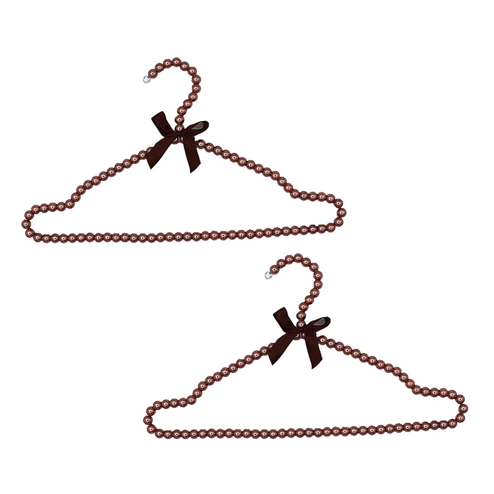 2Pcs Fake Pearl Design Clothes Hanger with Bow Knot Plastic Shop Display Faux Pearl Rack Home Accessories