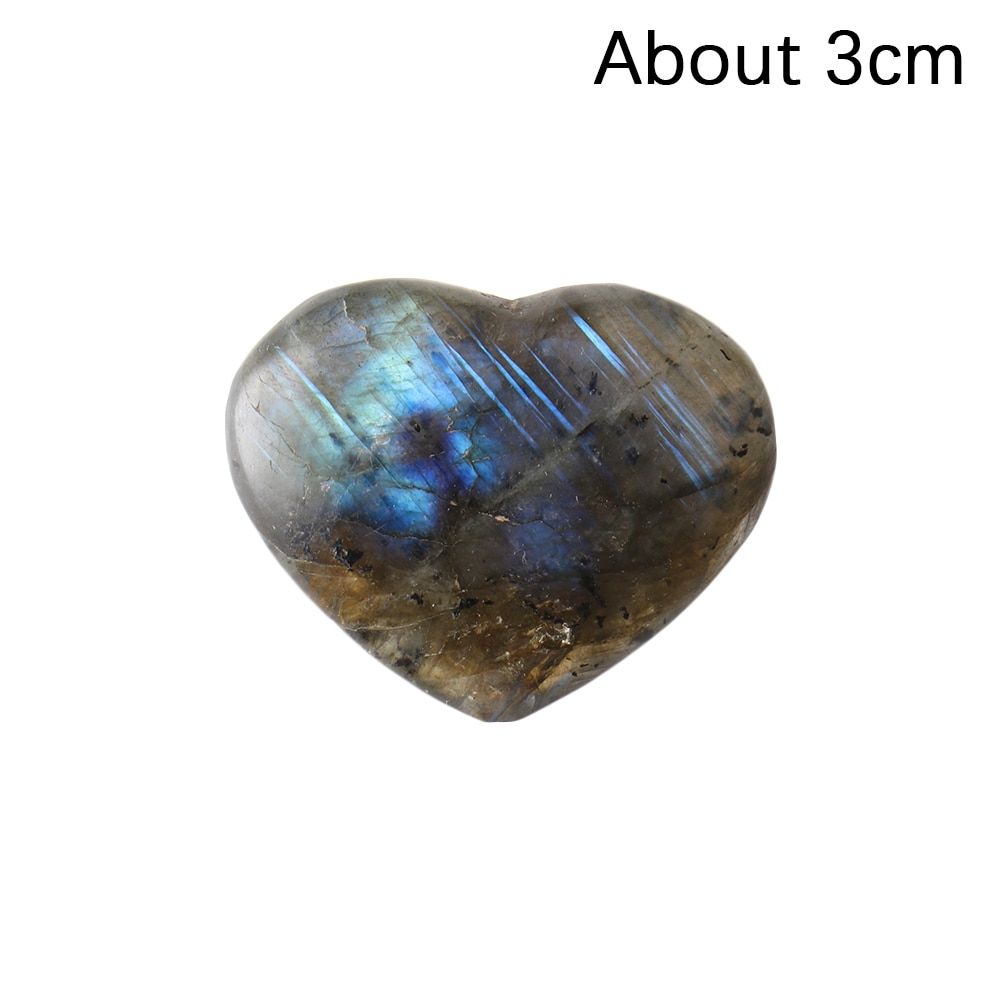 1PC Reiki Energy Healing Stone Quartz Love Gem Natural Moonstone Rock Crystal Pendant Heart Shape Labradorite From Madagascar