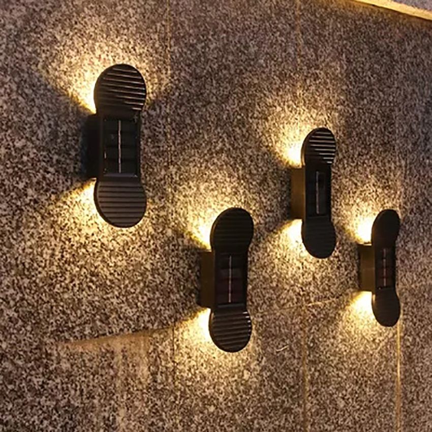 Vimite 2LED Solar Wall Light Outdoor Waterproof Garden Light Up and Down Courtyard Night Light for Villa Yard House Landscape Underground Stair Decoration Warm White