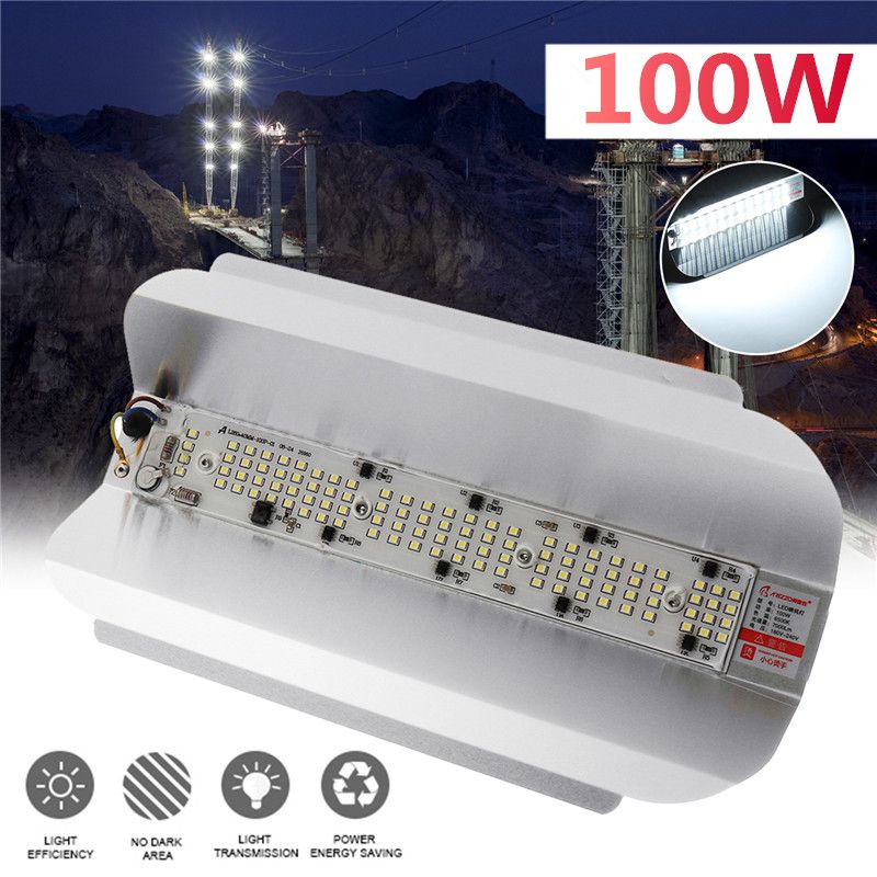 Common 100W 100LED 2835SMD Flood Light Waterproof IP65 Aluminum Lodine-Tungsten Projector Lamp Outdoor White 6500K AC180-240V Factory Warehouse Security