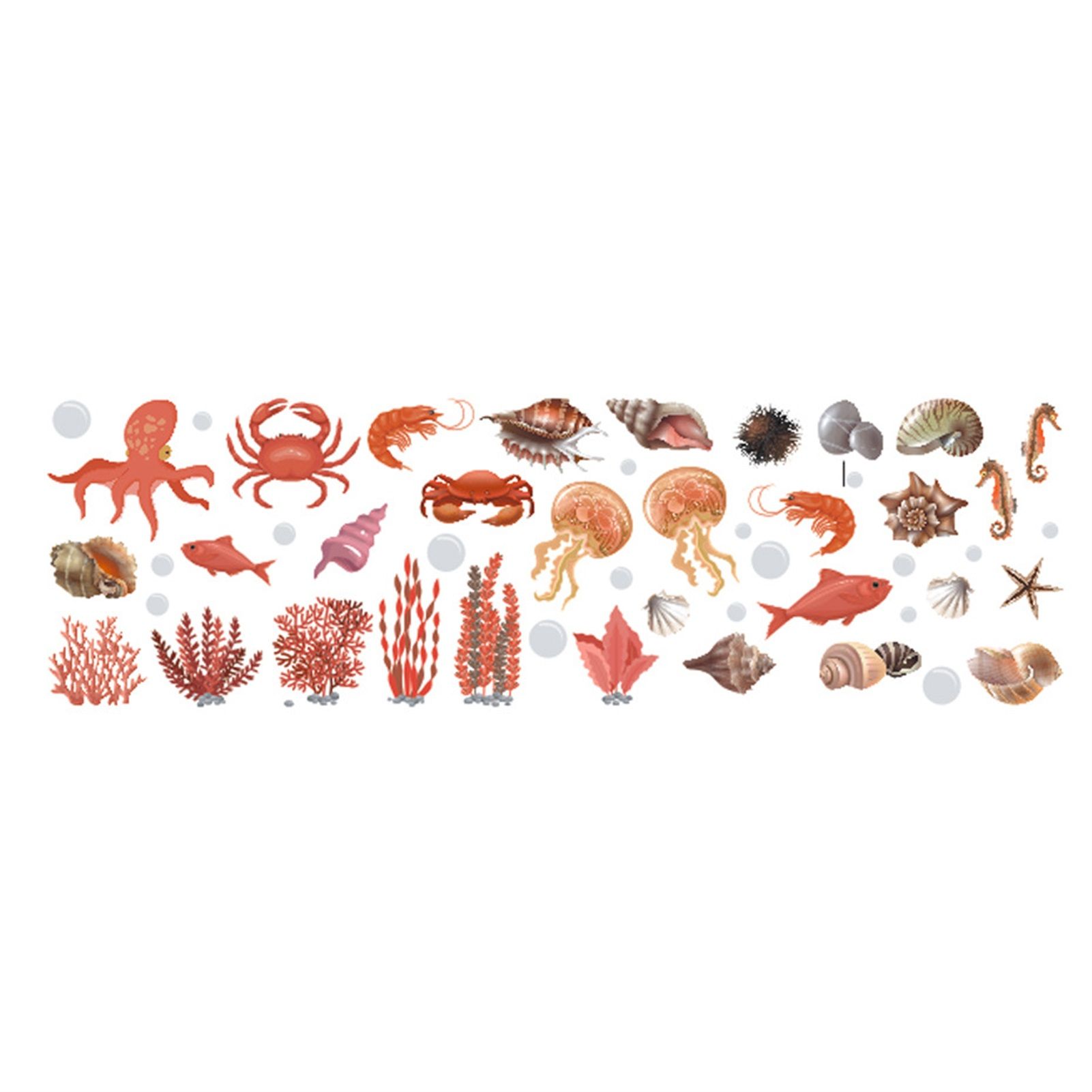 Wall Sticker Removable Self-adhesive PVC Easy to Apply Sea Animal Wall Stickers for Living Room