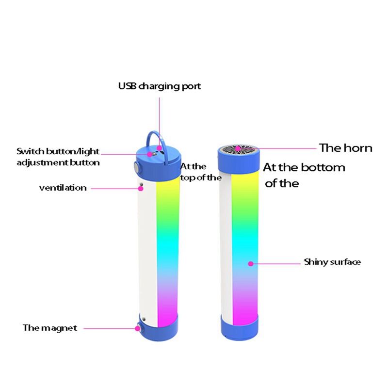10W Magnetic Hook RGB Colorful Music Lights LED Lamp for Home Travel