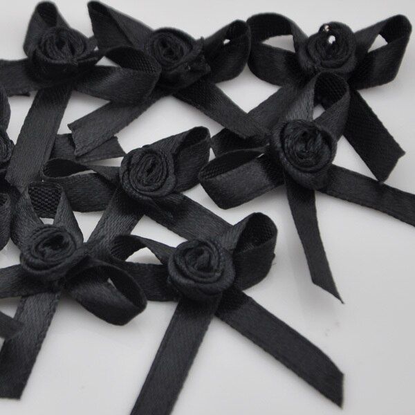 50pcs Satin Ribbon Flowers Bows Rose Sewing Wedding Appliques U pick B139