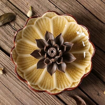 PINNY Jingdezhen Lotus Ceramic Incense Holder Handmade Stick Incense Burner Gifts And Crafts Home Decorations Censer Sandalwood