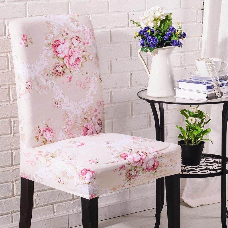 Panda Online 6PCS Soft Spandex Fit Stretch Short Dining Room Chair Covers Banquet Chair Seat Protector Slipcover