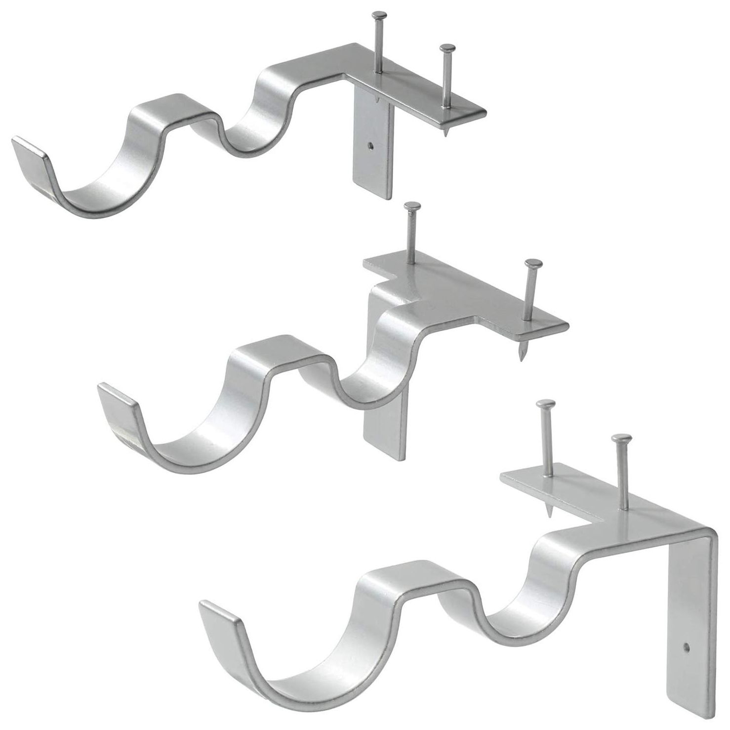 3Pcs Curtain Rod Bracket, No Drill-Mounted Curtain Rod Holder, Large Capacity Adjustable Living Room Bathroom Bedroom Double Curtain Rod Hook (Bar)