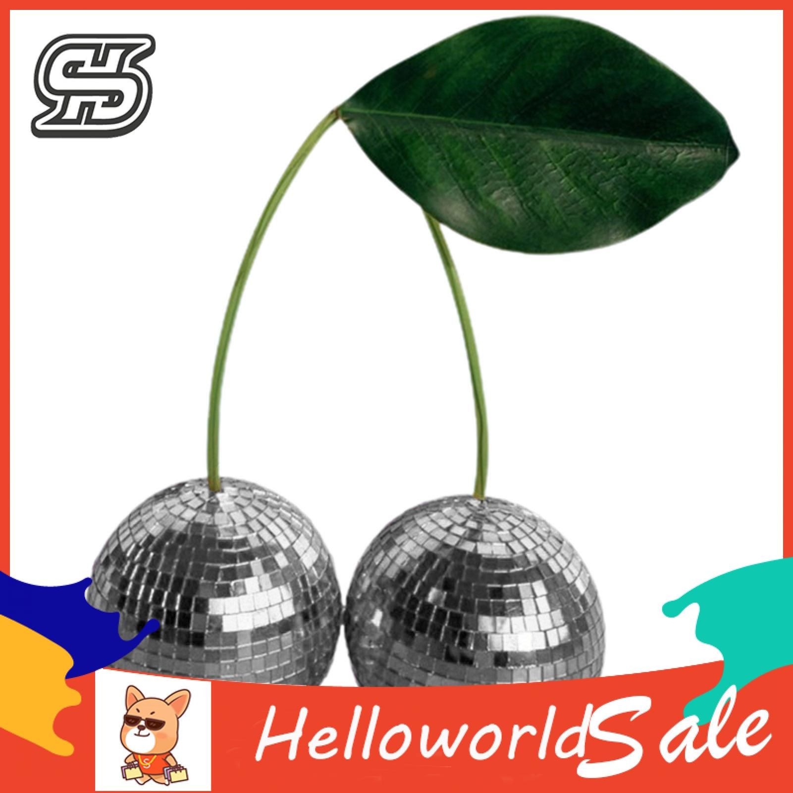 HelloWorld Cherry Disco Ball Handcrafted Decorative Artificial Glaring Cherry Figurine Ornament