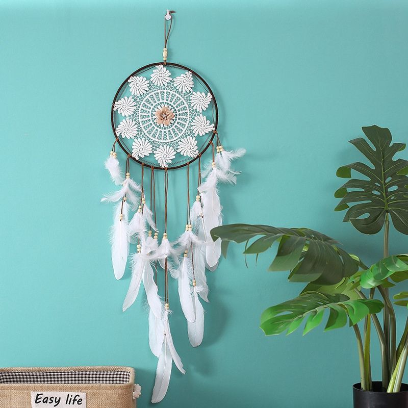 Handmade Dreamcatcher Indian Style Woven Flower Wall Hanging Decoration White Dreamcatcher Wedding Party Hanging Decor