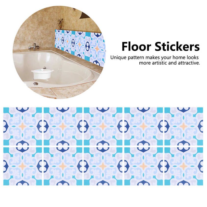 Tile Stickers 10Pcs Removable Tiles Sticker Waterproof Floor Wall Decals for Home Decor