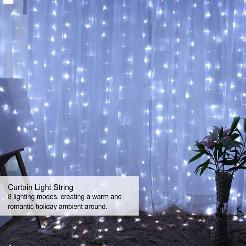 Curtain Light String 3x3 m Hanging Window Lights with Remote Control for Christmas Festive Decoration