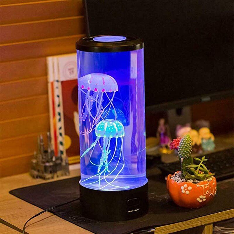 LED Jellyfish Lamp Bedside Night Light Color Changing Jellyfish Tank Aquarium Led Lamp Relaxing Mood Lights Lava Lamp Kids Gifts