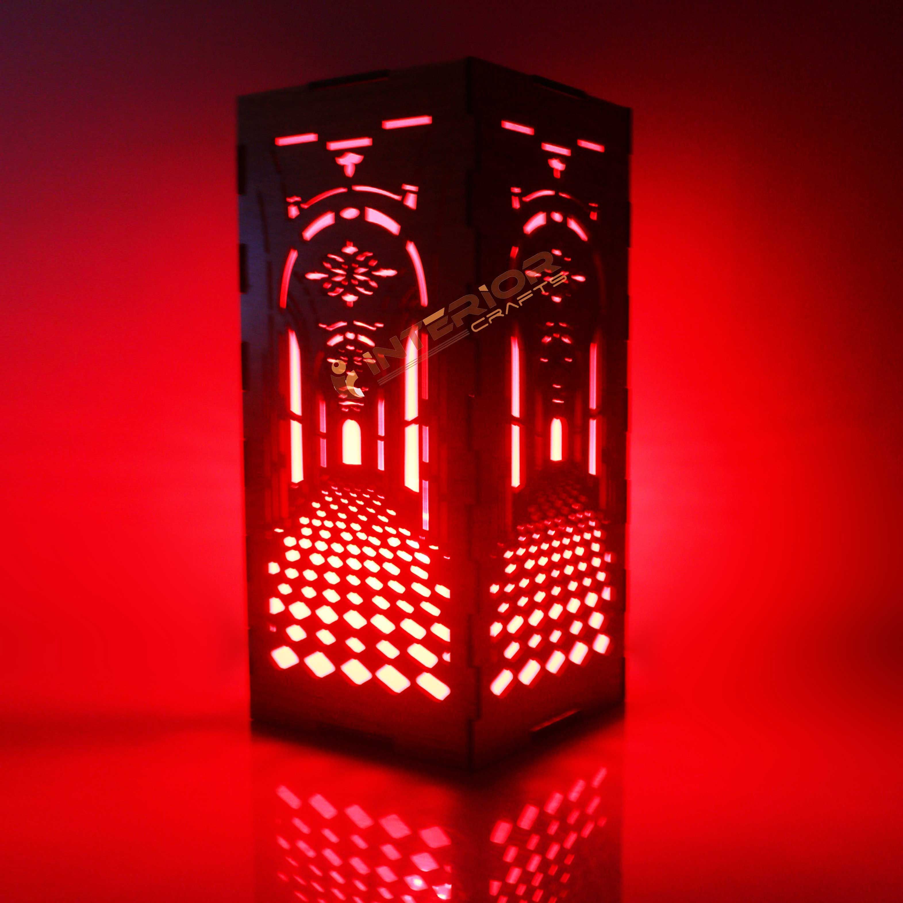 Wooden Colorful Creative Design, Suitable for Bedside,Drawing Room,Lobby Etc Table Lamp (Red LED) New Style INT-3015