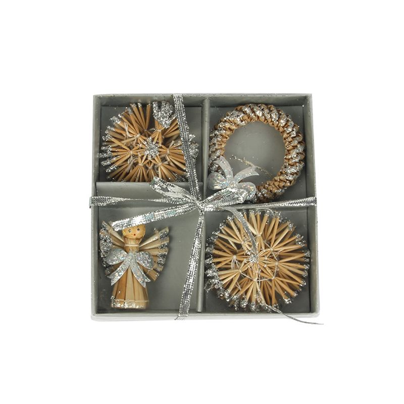 2022 Christmas Hand Crafted Tree Ornament Decorations Wheat Straw Ornament Gift