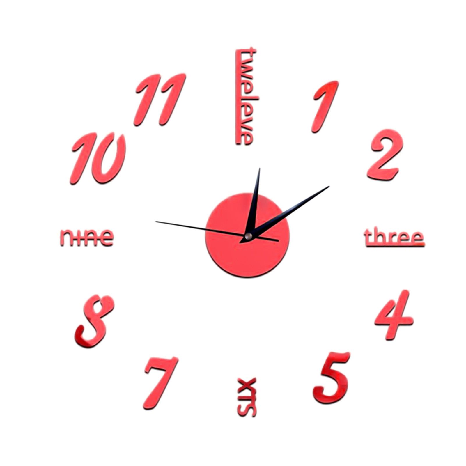 1 Set Glossy Wall Clocks Stickers Adhesive Acrylic Modern 3D DIY Mirror Wall Clocks for Living Room