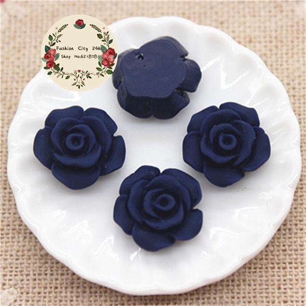 50PCS 13mm Matte Color Vintage Resin Rose Flowers Flatback Cabochon Embellishment Accessories DIY Craft