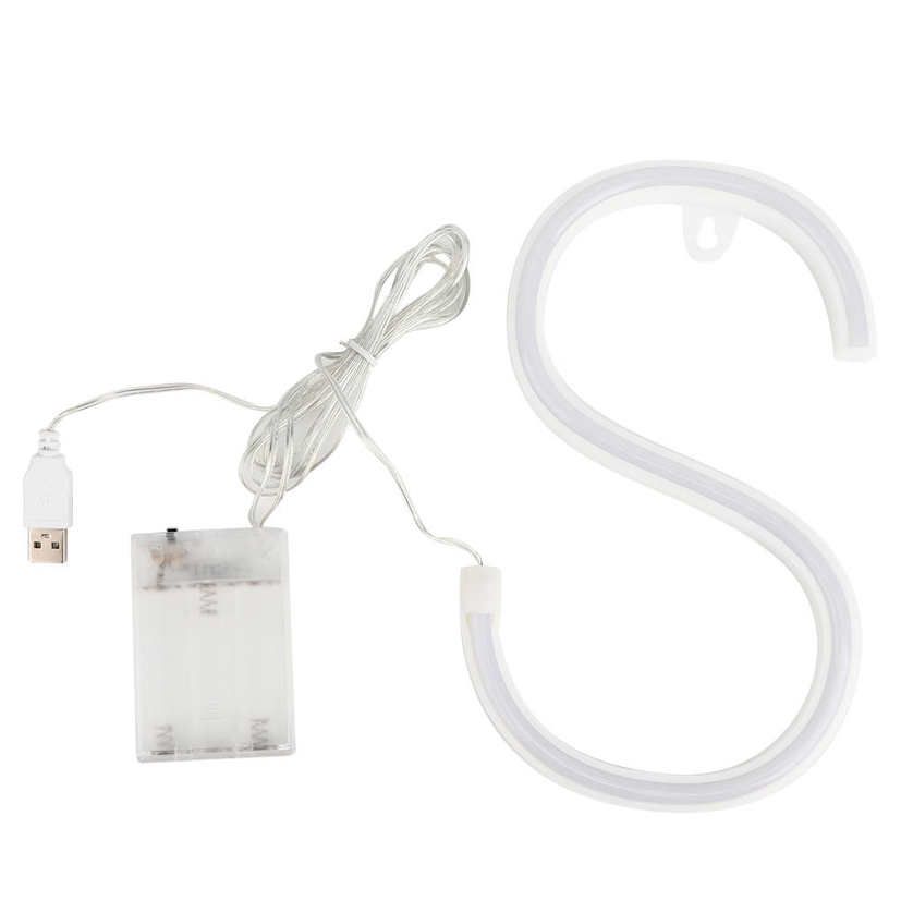 Letter S Shaped LED Neon Light Sign Decorative Wall Decor for Christmas Party