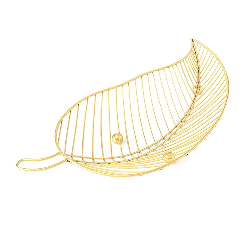 Nordic Style Fruit Plate Personality Creative Snack Plate Leaves Shape Exquisite Home Living Decoration Craft Iron Basket Container