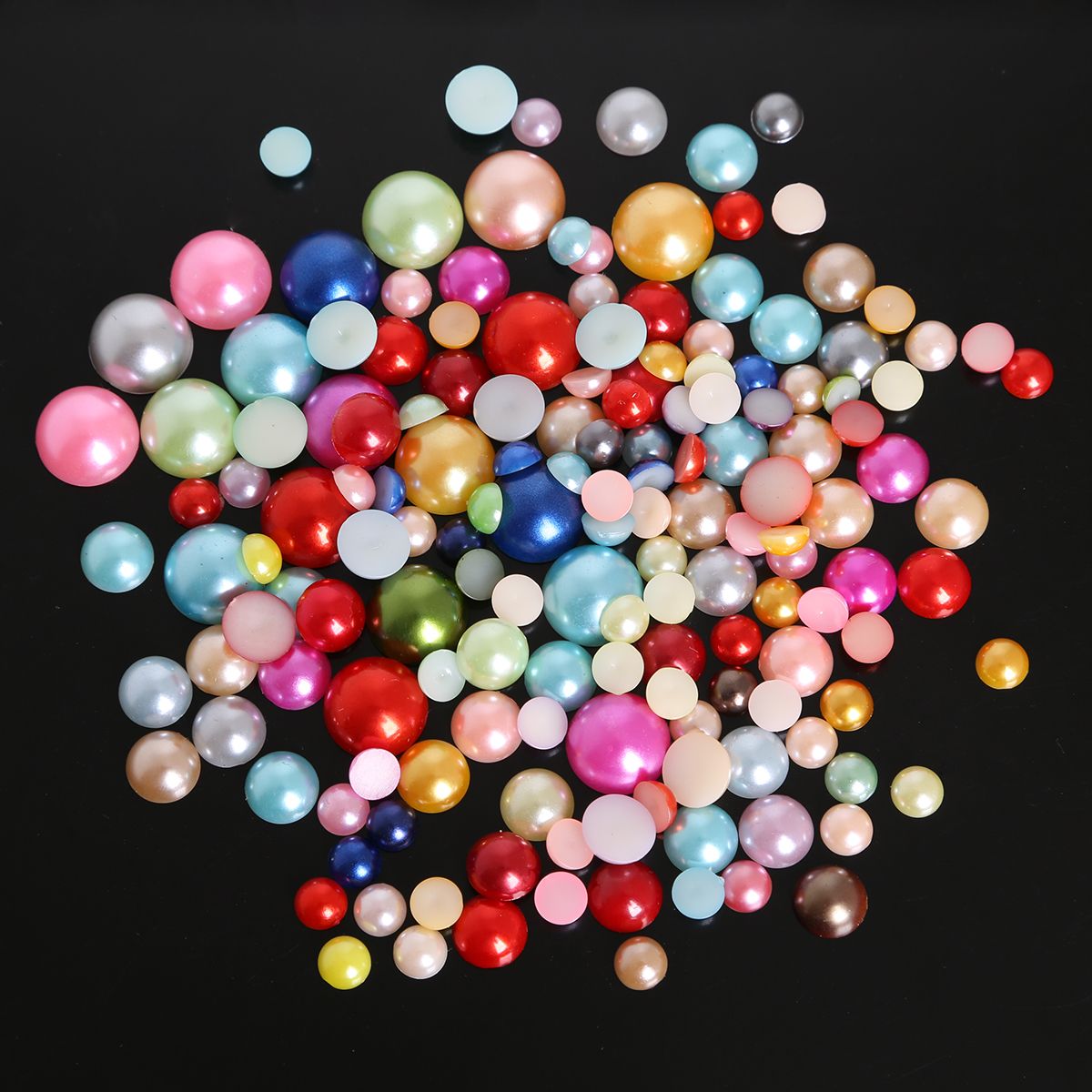 50-1000Pcs/pk Semicircular Flat Bottom Non-porous ABS Pearl Acrylic Spacer Beads for DIY Jewelry Making Discovery