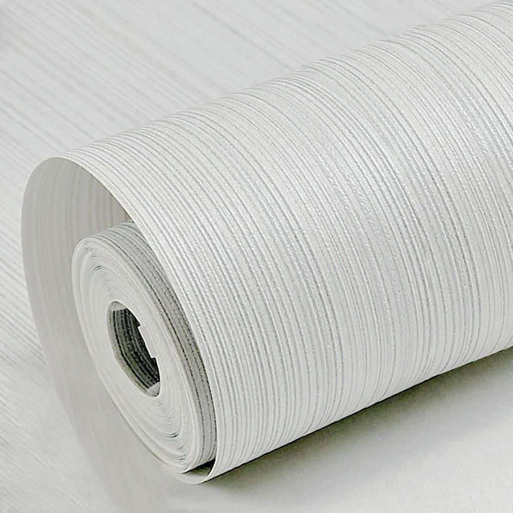 Solid Color Vertical Pinstripe Non-Woven Wallpaper for TV Background Decor 10M
