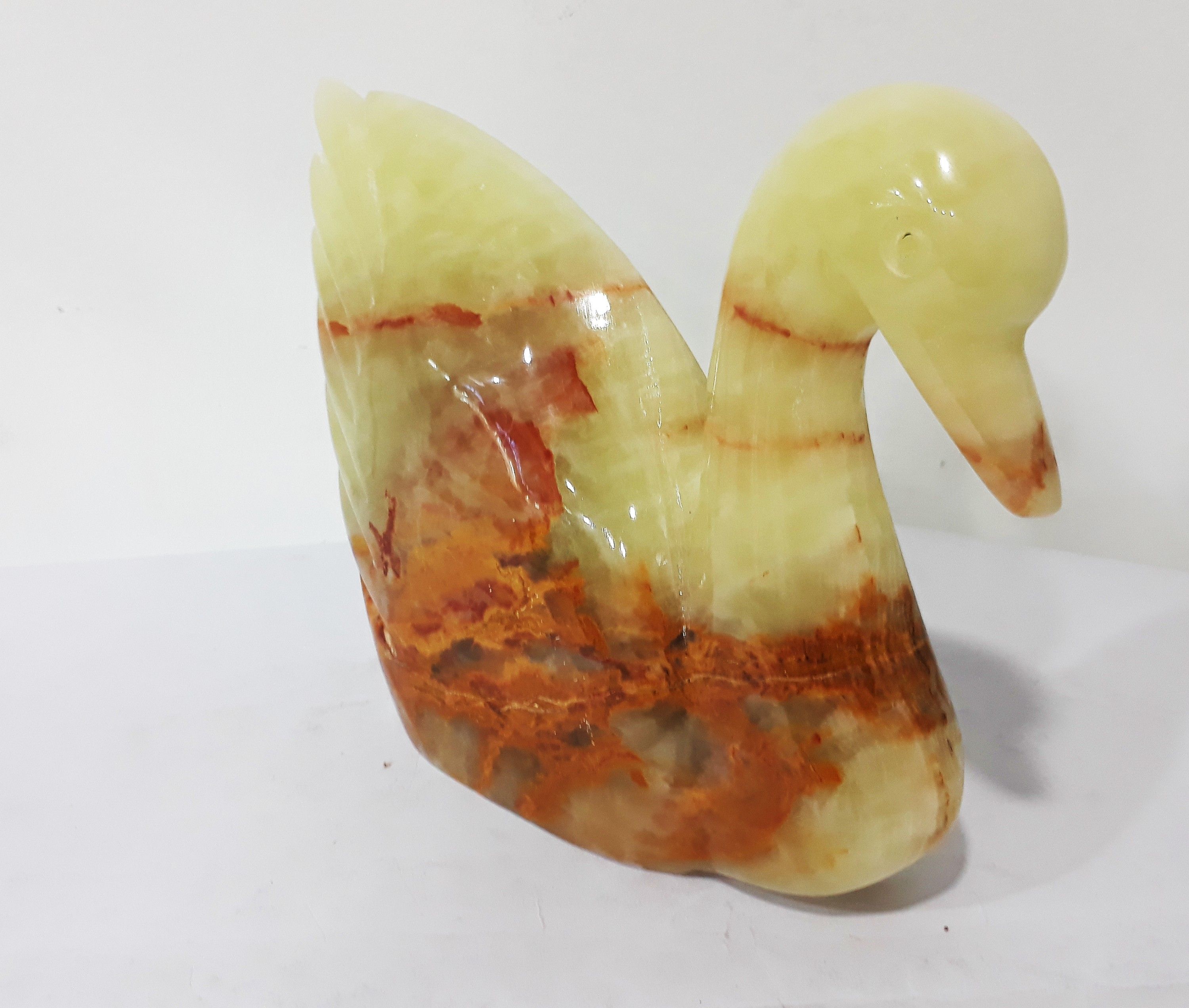 Marble Bird Showpiece Swan Shape Made by Pakisnani Marble Height 16CM & Wide 20CM-Multicolored