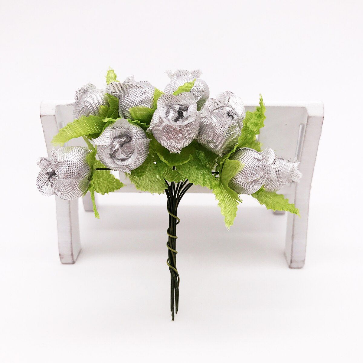 12pcs/lot Artificial Flower 2cm Silk  Rose Bouquet Wedding Decoration DIY Wreath Gift Box Scrapbook Flowers