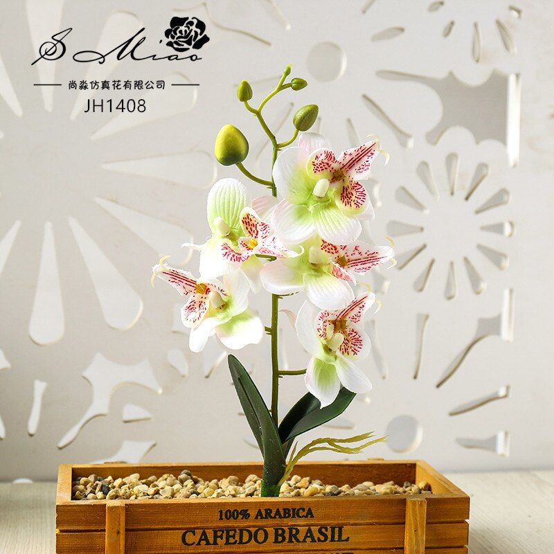 28cm 5Heads Artificial Butterfly Orchid Flower Branch Home Garden Decoration DIY Wedding Flower Wall Arches Fake Flowers Flores