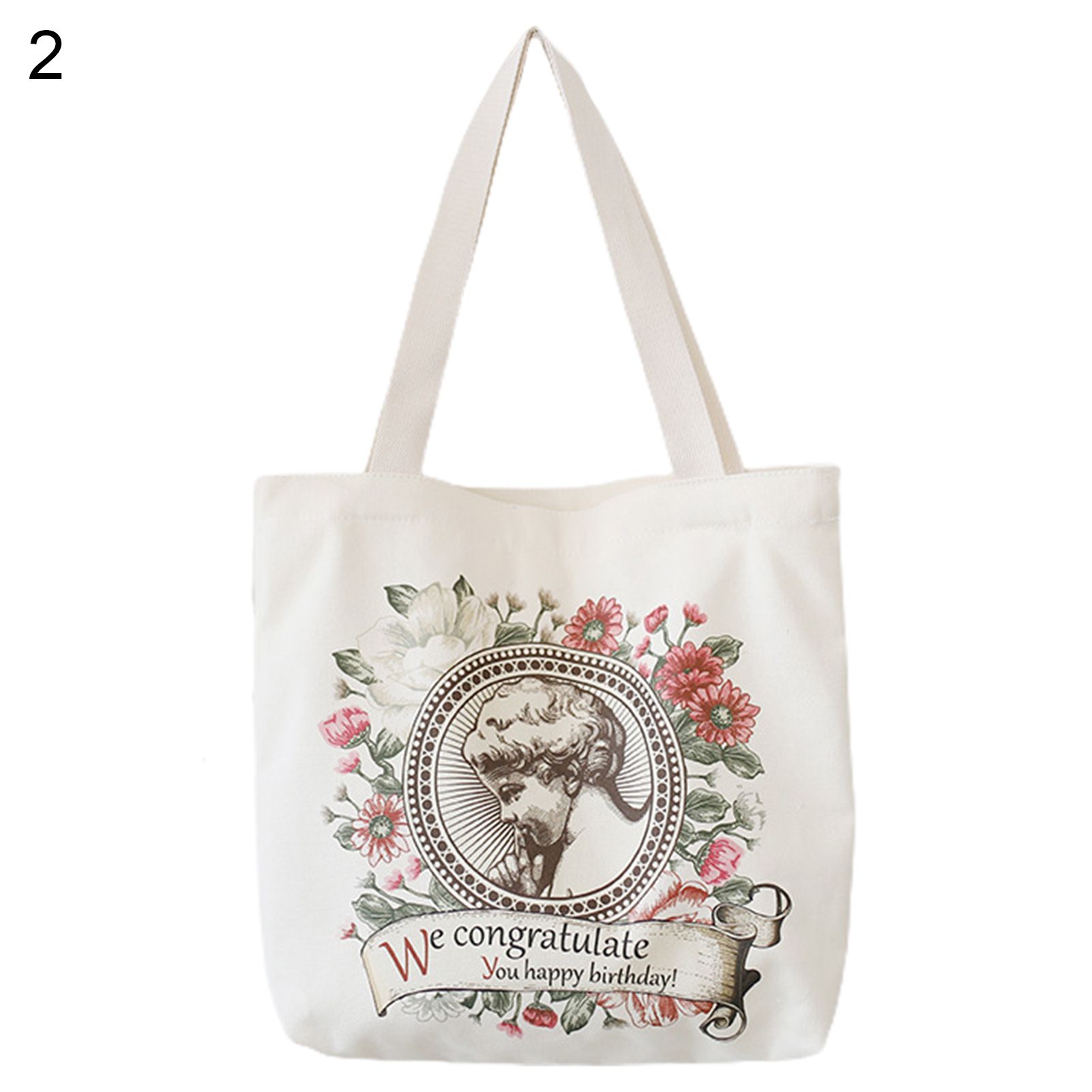 Tote Bag Nice-looking Flower Letter Printed Shoulder Tote Bag