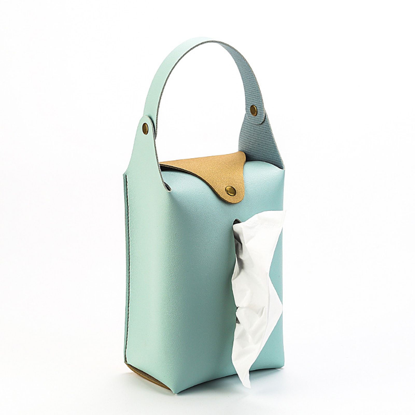1 pcs Hanging car portable tissue bag pu leather fashion color matching coffee house desktop storage tissue box with nice material