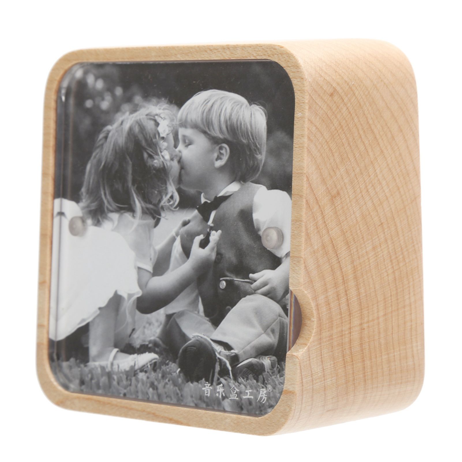 Himeng La Music Box Gravity Sensor Wooden Photo Frame Musical for Home Decoration Christmas Gift