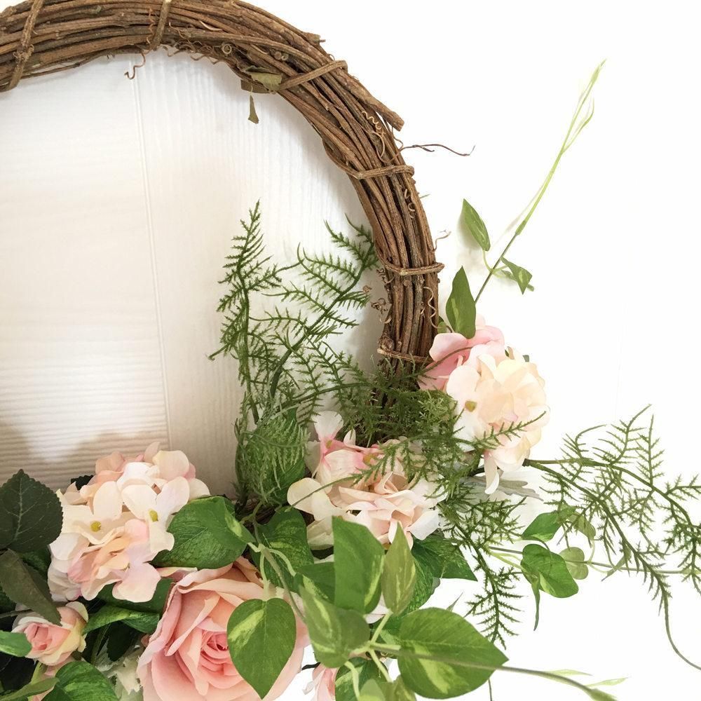 Simulation Rose Wreaths Floral Hoop Garland Wedding Decoration Household Wall Hanging Flowers