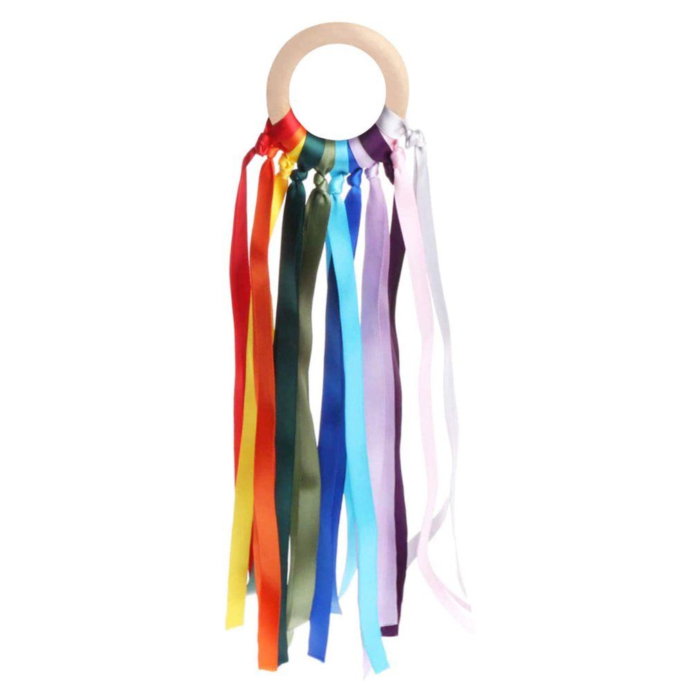 Hold Wedding Ribbon Ribbon Wooden Round Handle Ribbon Festival Celebration Colorful