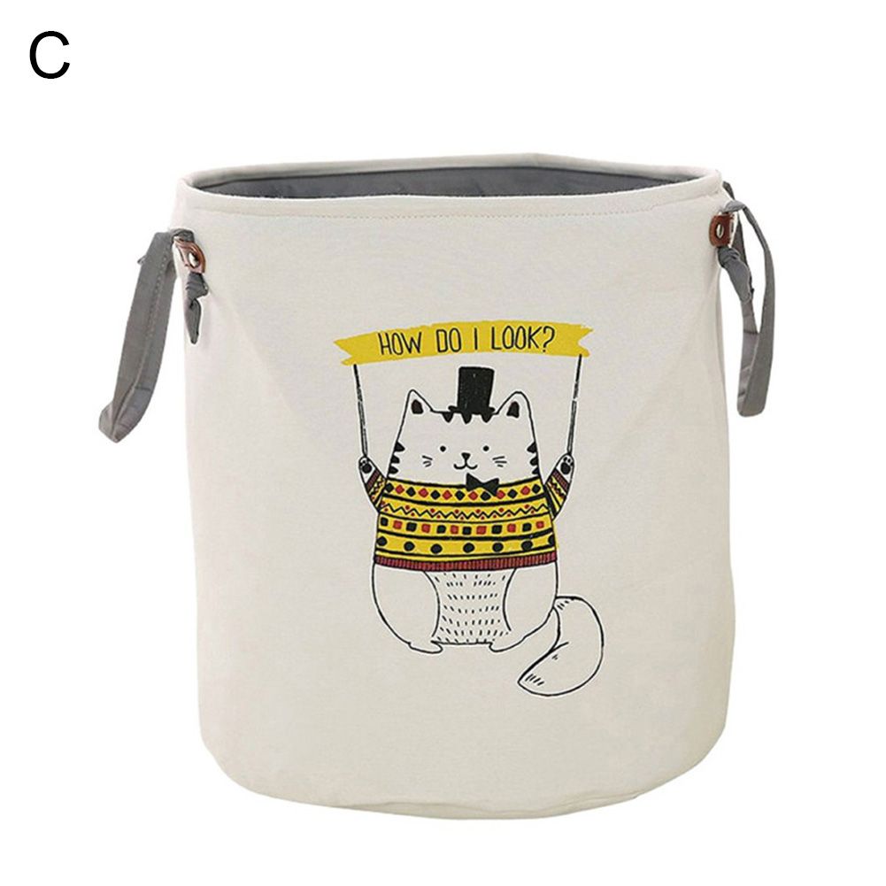 Cats Elephant Print Folding Laundry Storage Basket Clothes Bucket Container