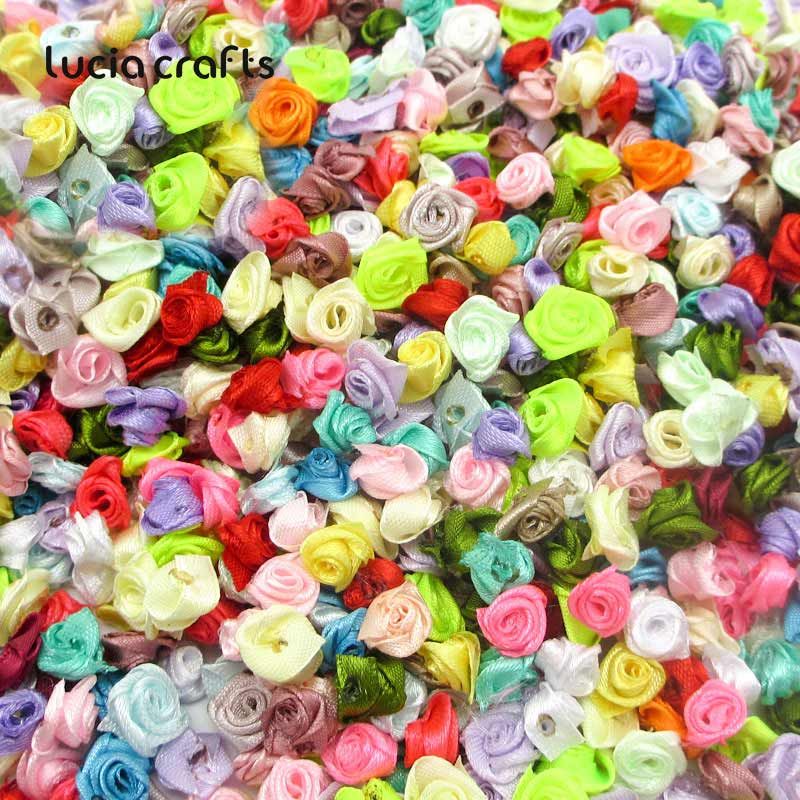 Lucia crafts 144Pcs/Bag 10mm Satin Flower Head Girls Hair Bow Headwear DIY Garment Craft B0103