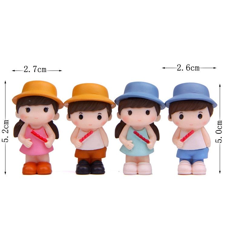 4pc Lover Girl Boy Dolls Figurine Dwarfs Decor Craft Model Ornament Miniature Garden Fairy Decoration DIY Accessories