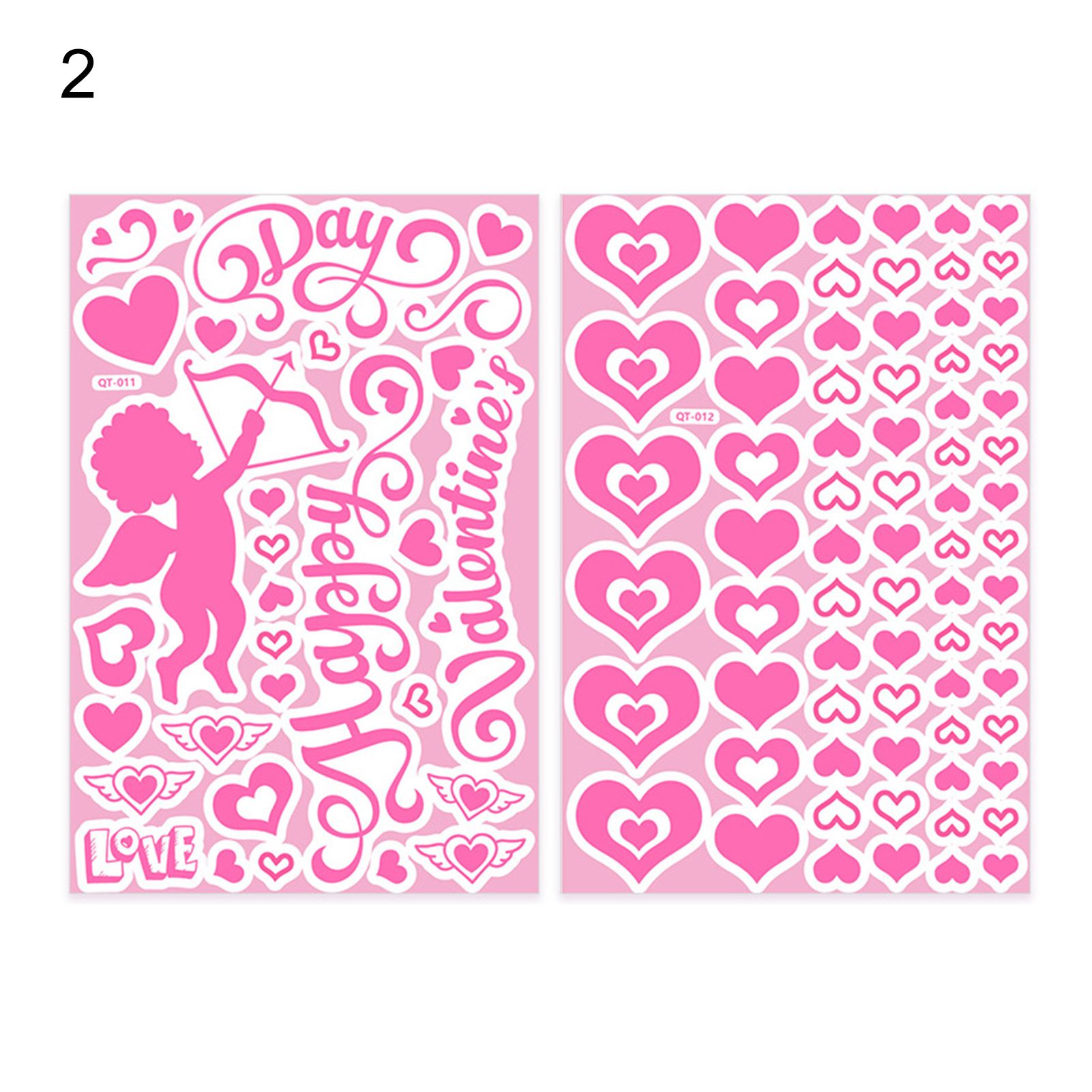 2Pcs Cupid Wall Sticker Water-proof Decorative Household Supplies Luminous Cupid Love Heart Wall Stickers for Home