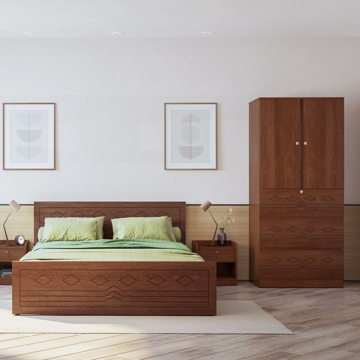 Engineered Wood Modern Bed Lacquer Polish Best Quality (Model: BED105)