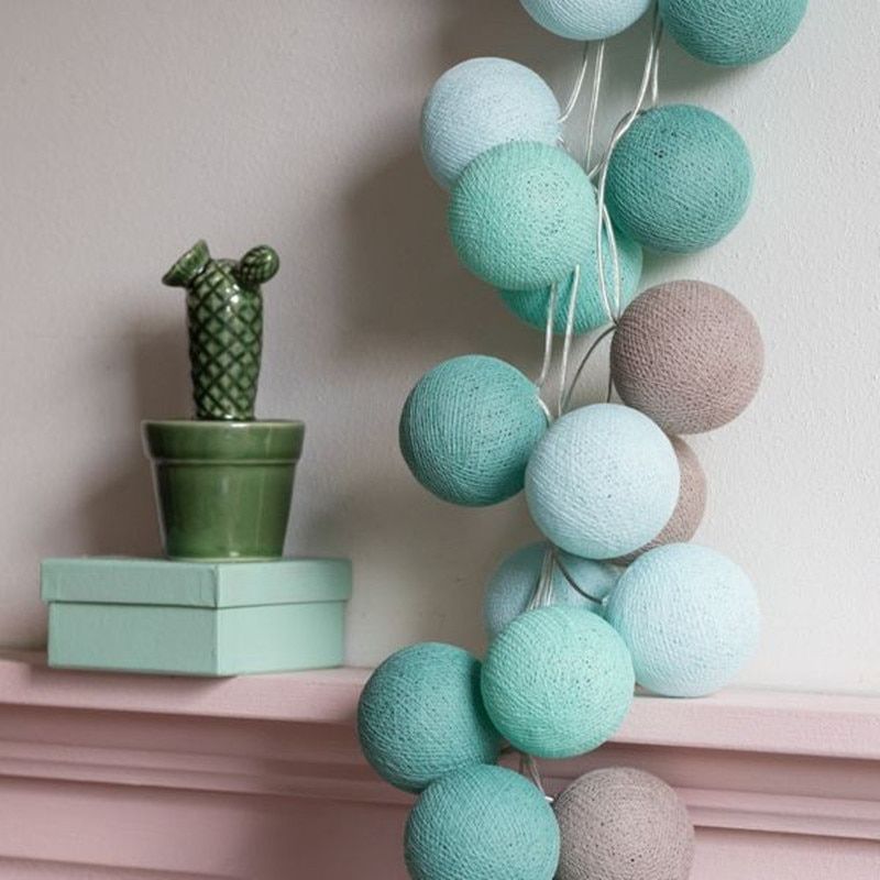 6CM Cotton Balls LED Fairy Lights String New Year Christmas Bedroom Garland Curtain Lamp Garden Home Hoilday Party Outdoor Decor--A88--7.5M 50LEDs Control