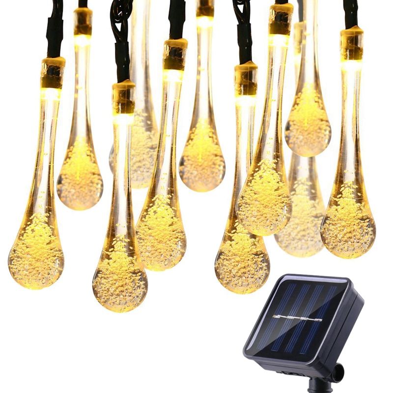 Solar Light String Outdoor Waterproof Water Drop Fairy Lights Decoration for Christmas Garden Party Lighting 50LED
