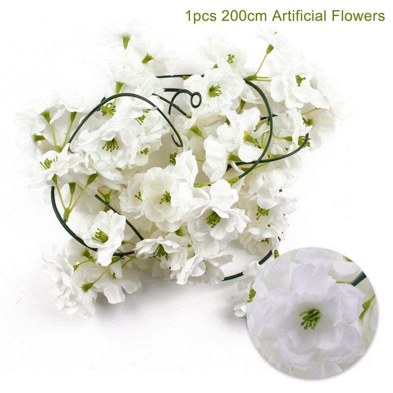 2.4M Silk Rose Flower With Ivy Vine Artificial Flowers Wall For Home Garland Wedding Deco Artificial Floral Garland Decorations