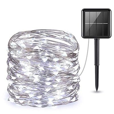 Solar Powered String Lights 100/200 LED Copper Wire Lights Fairy Lights Waterproof Decoration Lamp For Gardens Christmas Party--white--100LED