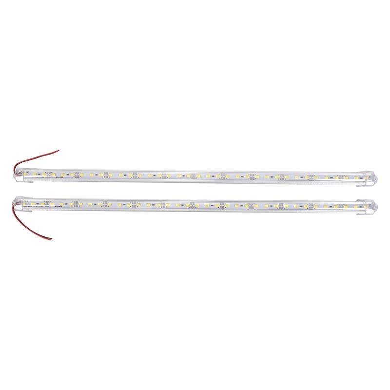 2 Pcs Aluminum Alloy Rigid LED Strip Rod Light Waterproof 12V 50CM Warm White