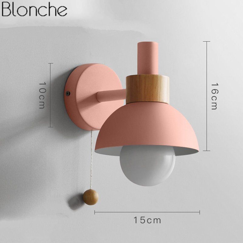Nordic Wood Wall Lamp Led Macarons Wall Lights for Bedroom Bedside Bathroom Modern Mirror Lamp Home Lighting Fixtures Luminaire