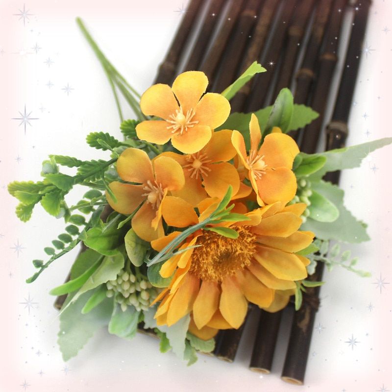 1 bunch of lovely sunflower Hydrangea  artificial flower home garden party wedding decoration DIY silk flower