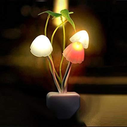 Light Control Auto Color-changing LED Mushroom Night Light Auto ON OFF Sensor During Light