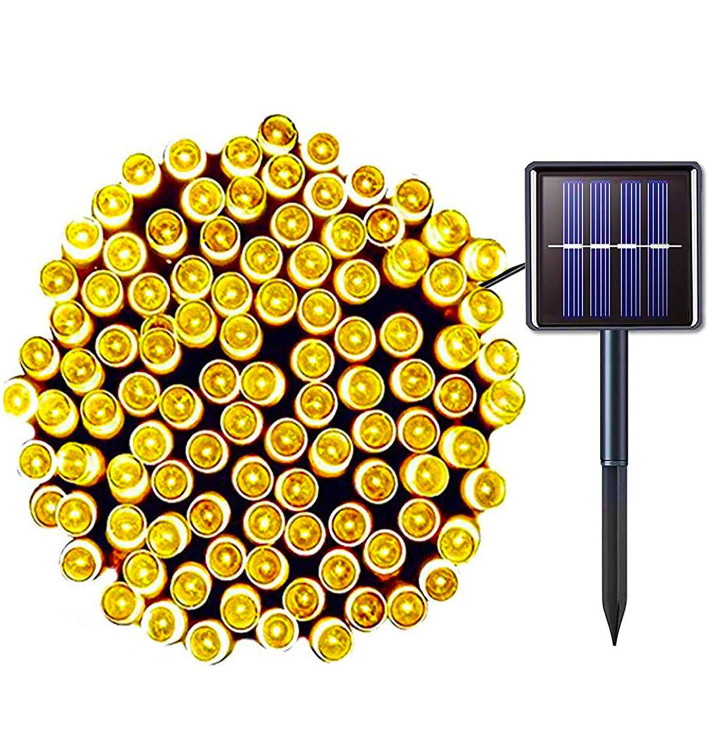 Solar String Lamps For Garden Waterproof Outdoor Lighting 300Led String Lights Garland Christmas Holiday Decoration Fairy Lights--White--12M-100LED