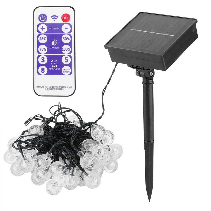 Solar String Lights 10M 60LED Bulb Waterproof Outdoor Decorative 32.8ft Garden Decor Remote Control Christmas Wedding Party