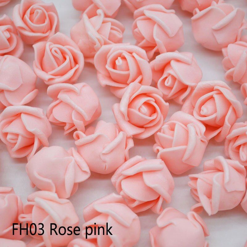100pcs Mini 2cm Foam Rose Artificial Flower Wedding Bride Bouquet Party Decoration Birthday Gift Scrapbook DIY Craft Supplies