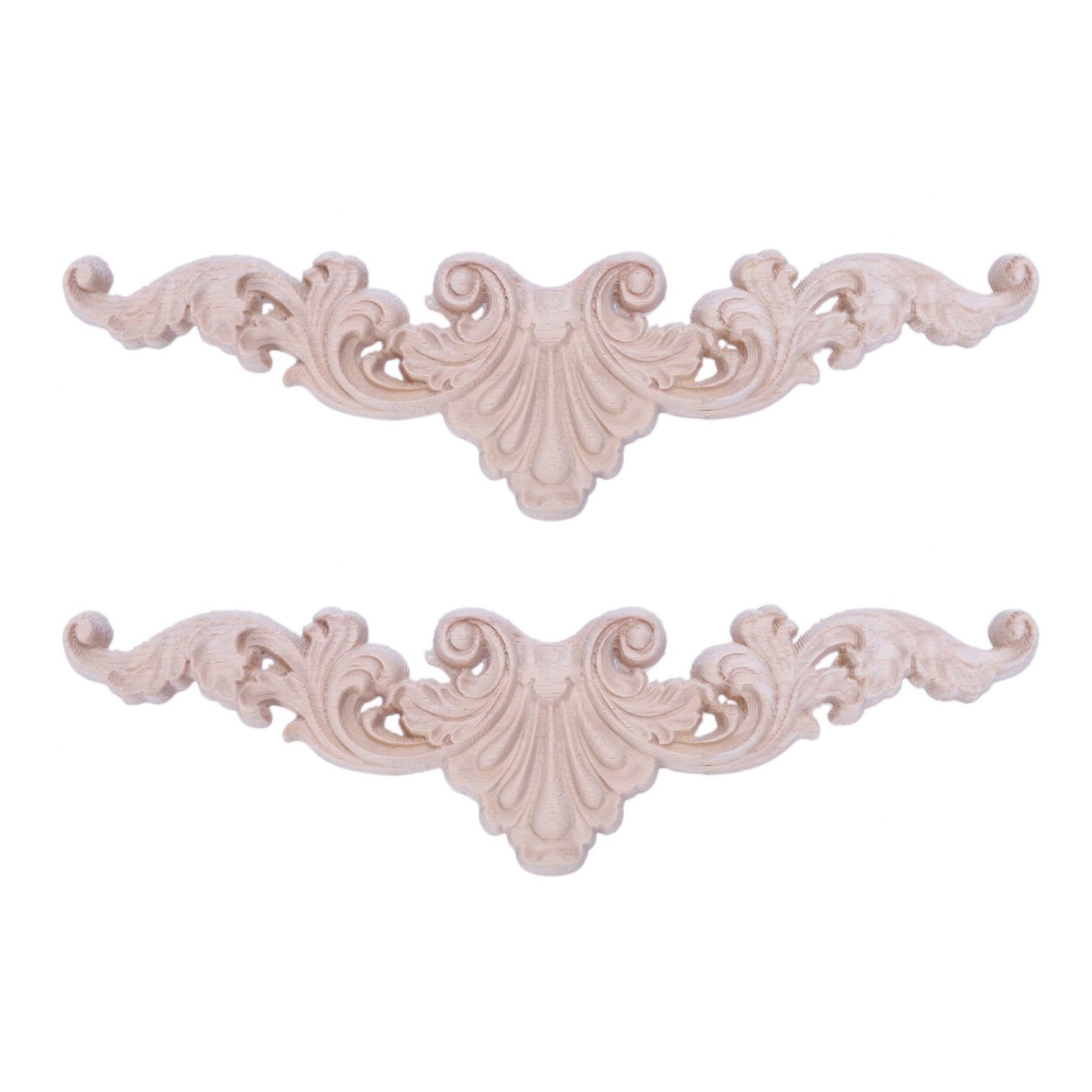 2X Wood Carved Corner Onlay Applique Frame Decor Furniture Craft Unpainted Type:20x5cm