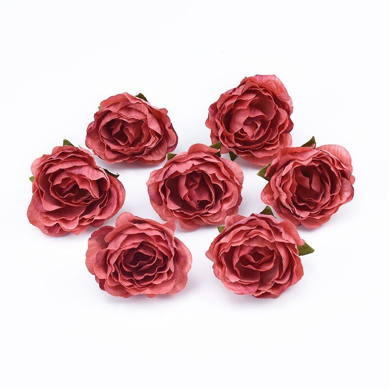 10 Pieces Multicolor rose fake flowers home decoration accessories candy box scrapbooking christmas brooch wedding garland gifts
