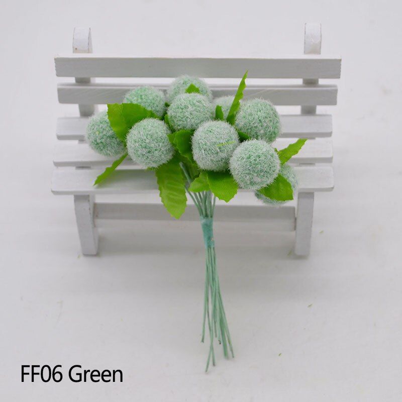 50Pcs 2cm Artificial Stamens Bouquets Pompom Flower Ball Scrapbooking Wreath DIY Handmade Craft Wedding Decoration Party Supply